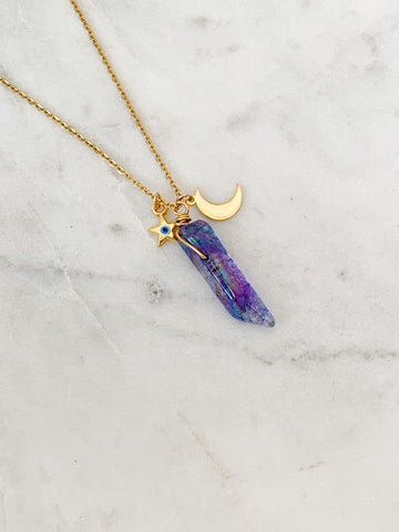 Embrace Your Magic Rainbow Quartz Crystal Gypsy Charm Necklace