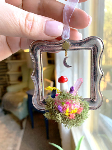 Cottagecore Whimsical Mushroom Moon Hanging Mini Frame Decor