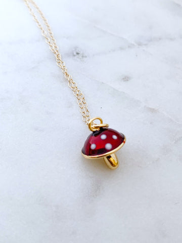 Embrace Your Magic 14K Gold filled Red Mushroom Charm Necklace