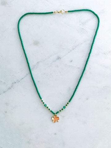 Quaintrelle Lucky Four-Leaf Clover Charm Necklace